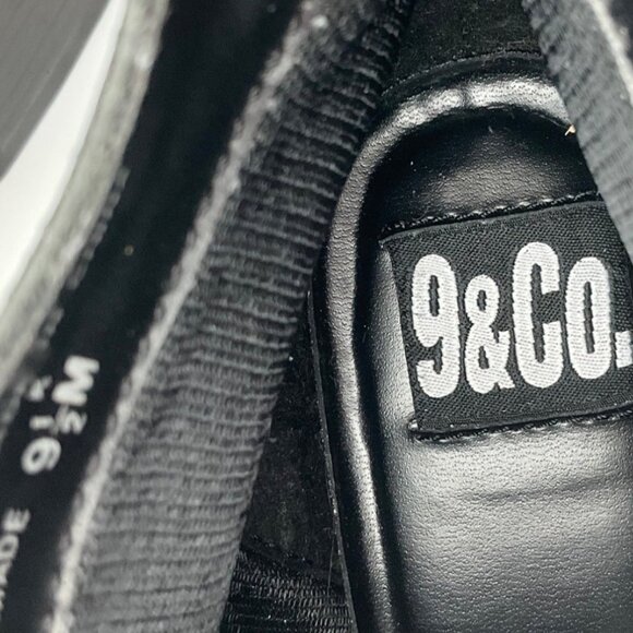 9&Co. Womens 9.5 Black Leather Chunky Ankle Boots Wingtip Buckle Goth Grunge - Picture 5 of 12